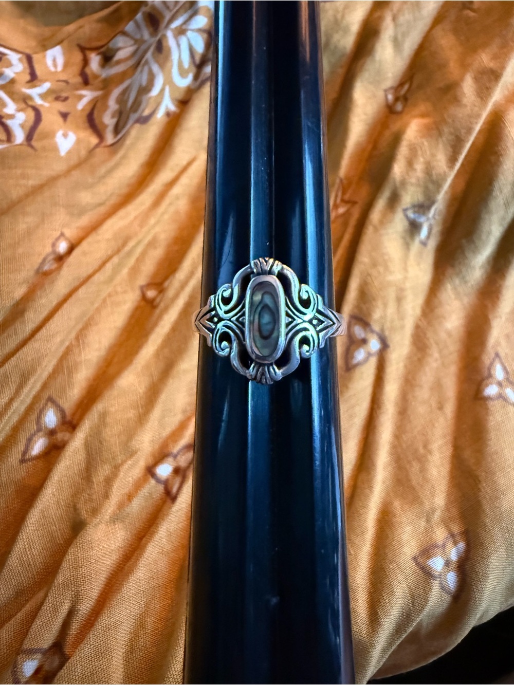 Abalone Silver Filigree Ring
